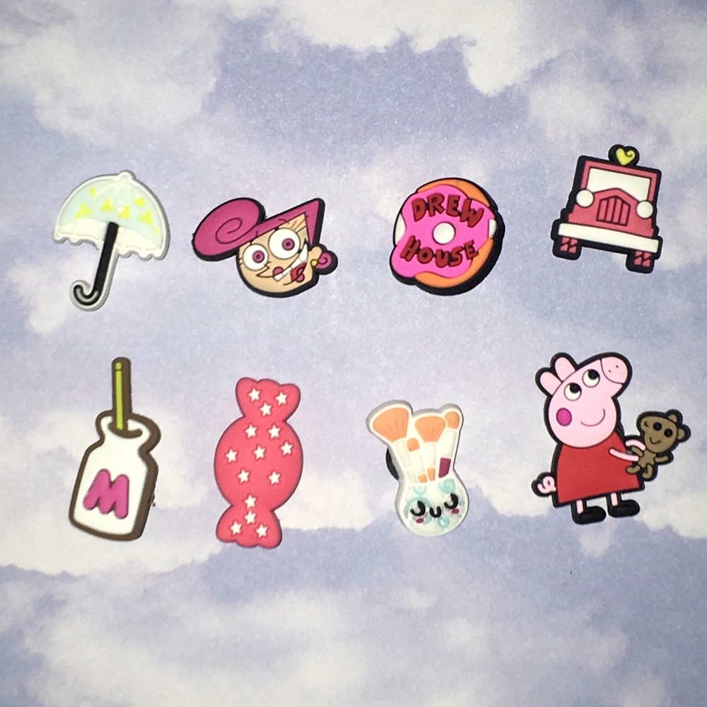 Pink Themed 8 Piece Shoe Charms - Decorations - Shoe Accesories